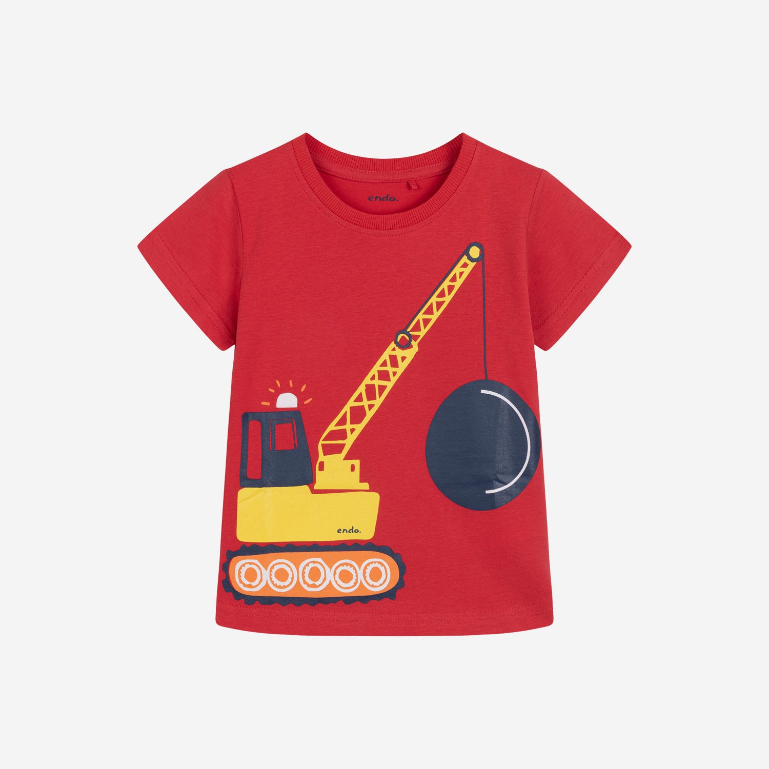 T-shirt z krótkim rękawem dla chłopca, z pojazdem, czerwony 3-8 lat