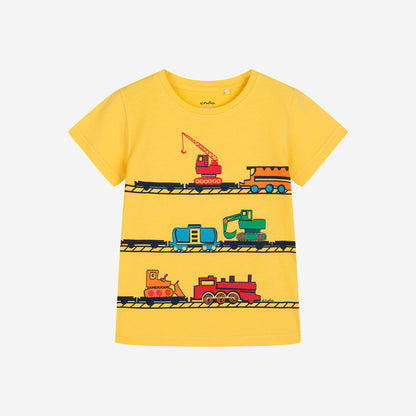T-shirt z krótkim rękawem dla chłopca, z pojazdami 3-8 lat