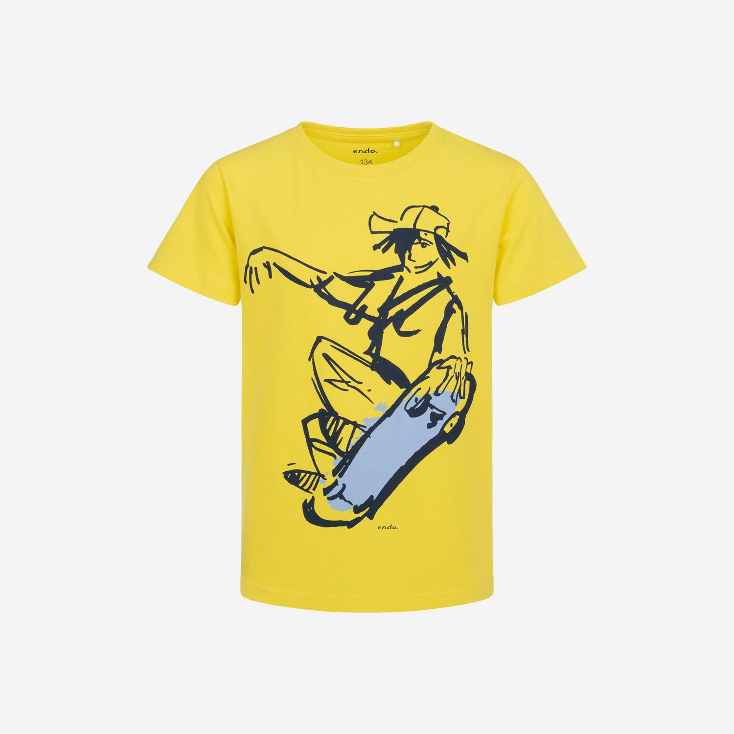 Boy's short-sleeved skate T-shirt, yellow, 9-13 years old