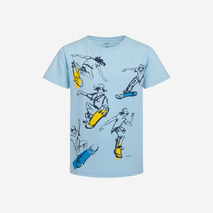 T-shirt z krótkim rękawem dla chłopca, z motywem skate, niebieski 9-13 lat