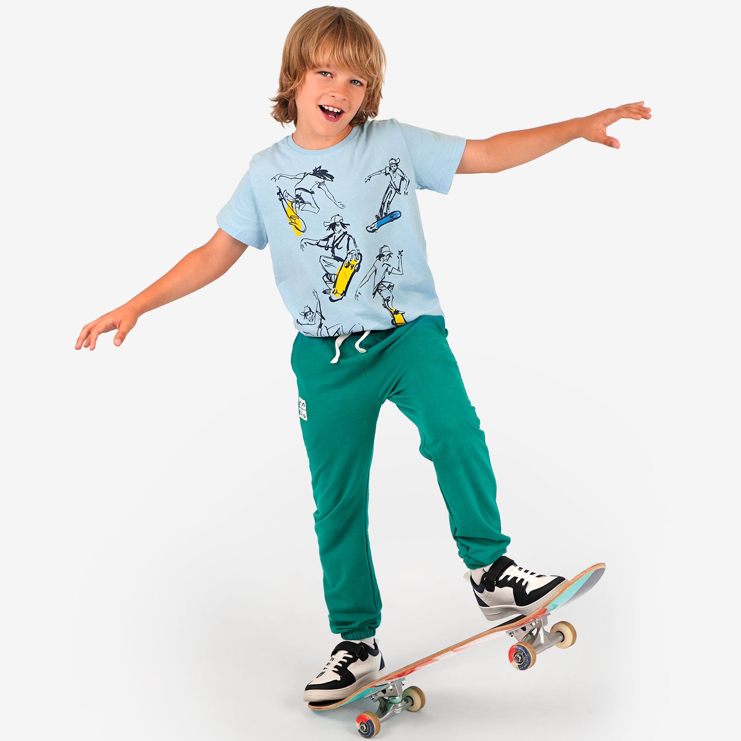 T-shirt z krótkim rękawem dla chłopca, z motywem skate, niebieski 9-13 lat