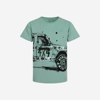 Short-sleeved T-shirt with a car for boys aged 9-13