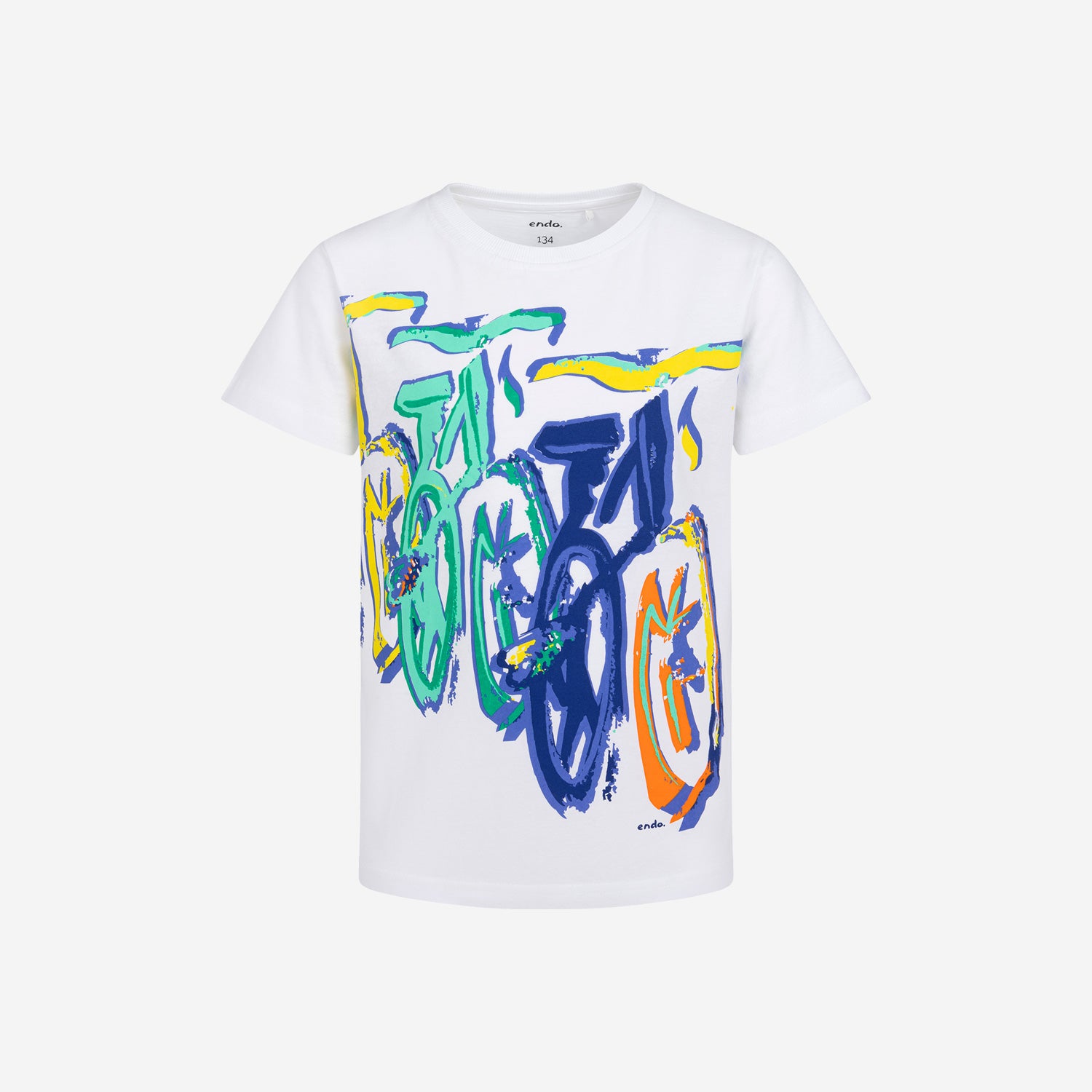 T-shirt z krótkim rękawem dla chłopca, z rowerami, biały 9-13 lat