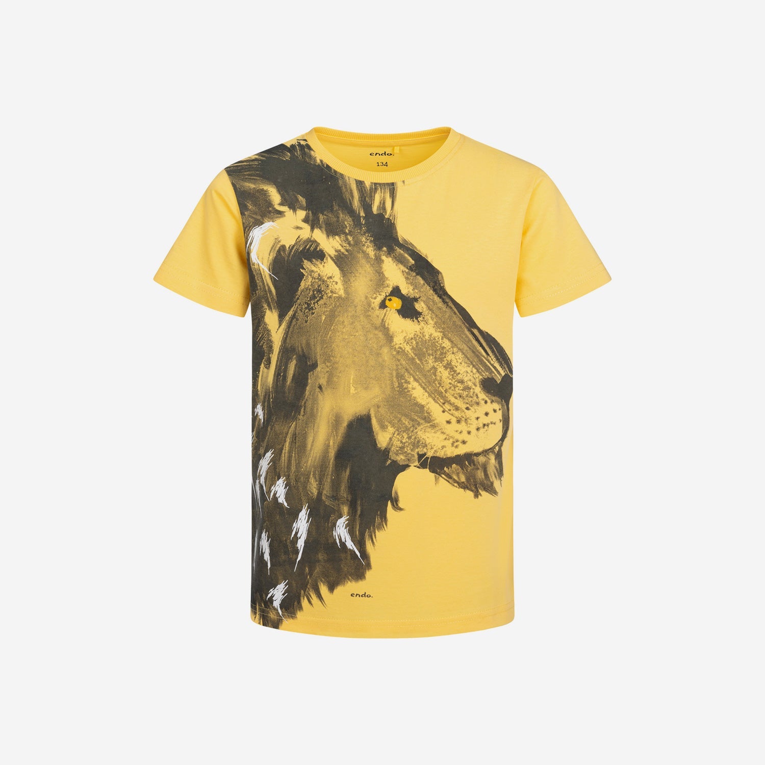 T-shirt z krótkim rękawem dla chłopca, z lwem 9-13 lat, Żółty