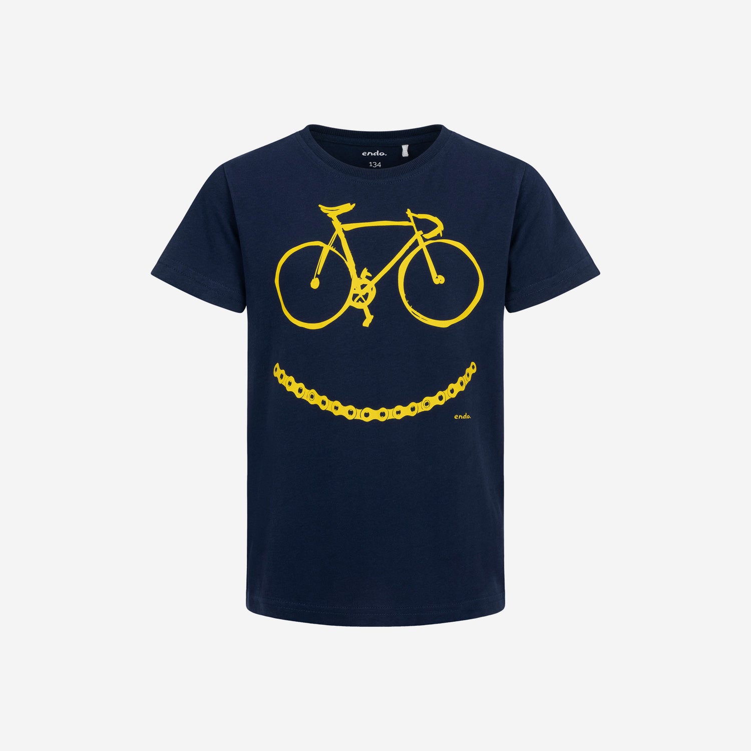 T-shirt z krótkim rękawem dla chłopca, z motywem rowerowym, granatowy 9-13 lat