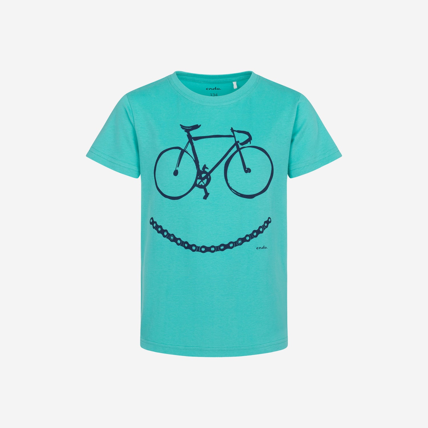 Boy's short-sleeved T-shirt with a bicycle motif, green, 3-8 years old