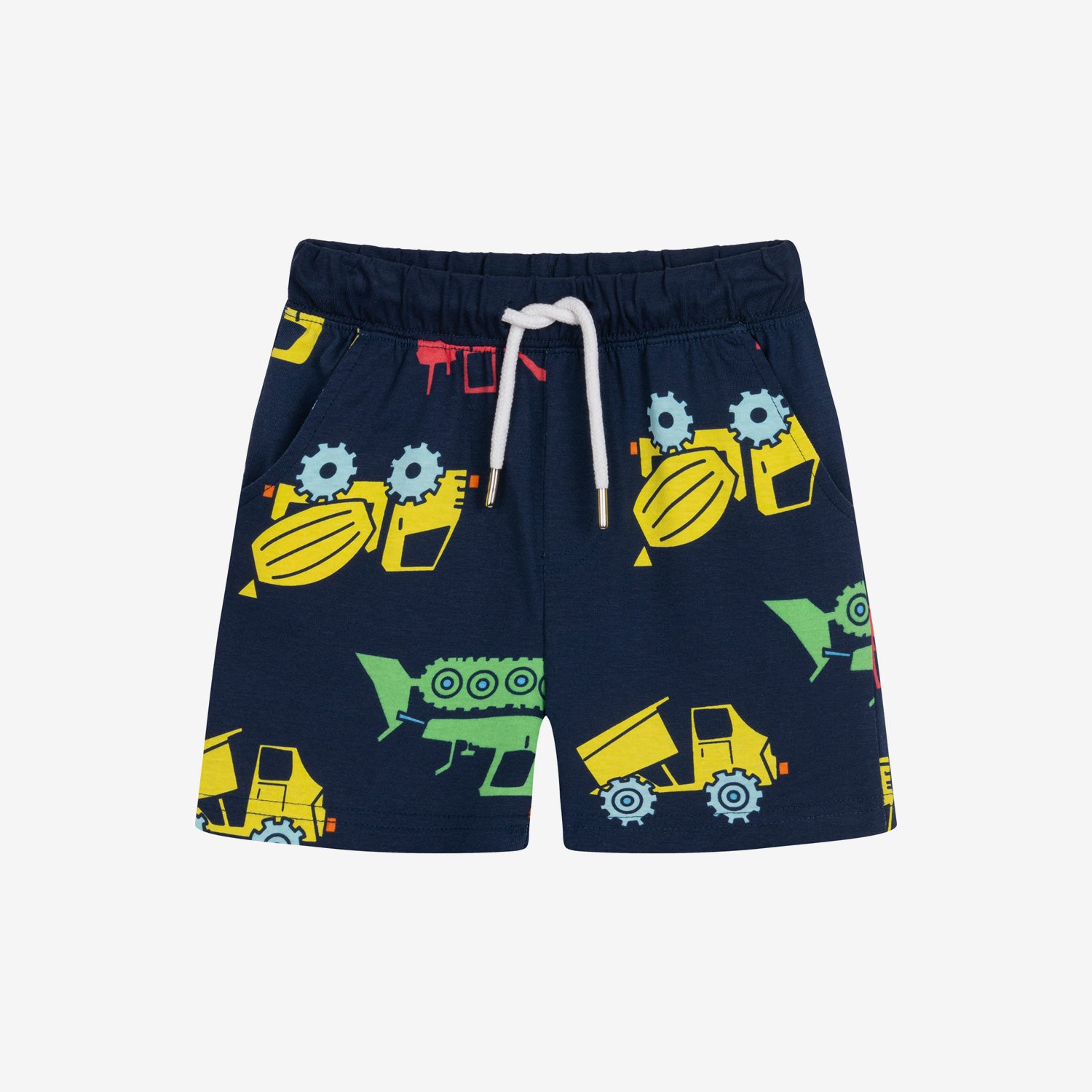 Boy's shorts with vehicles, navy blue, 3-8 years old