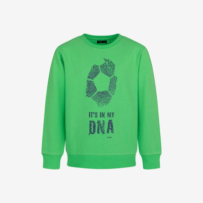 Boy's long-sleeved sweatshirt with a football motif, green, 9-13 years old