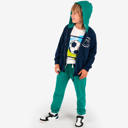 Boy's zip-up hoodie with a bicycle motif, navy blue, 9-13 years old