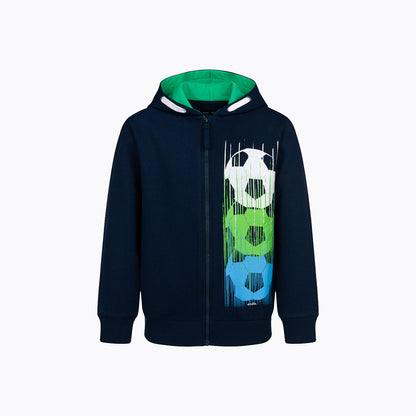 Bluza z kapturem dla chłopca, z motywem piłkarskim, granatowa 9-13 lat