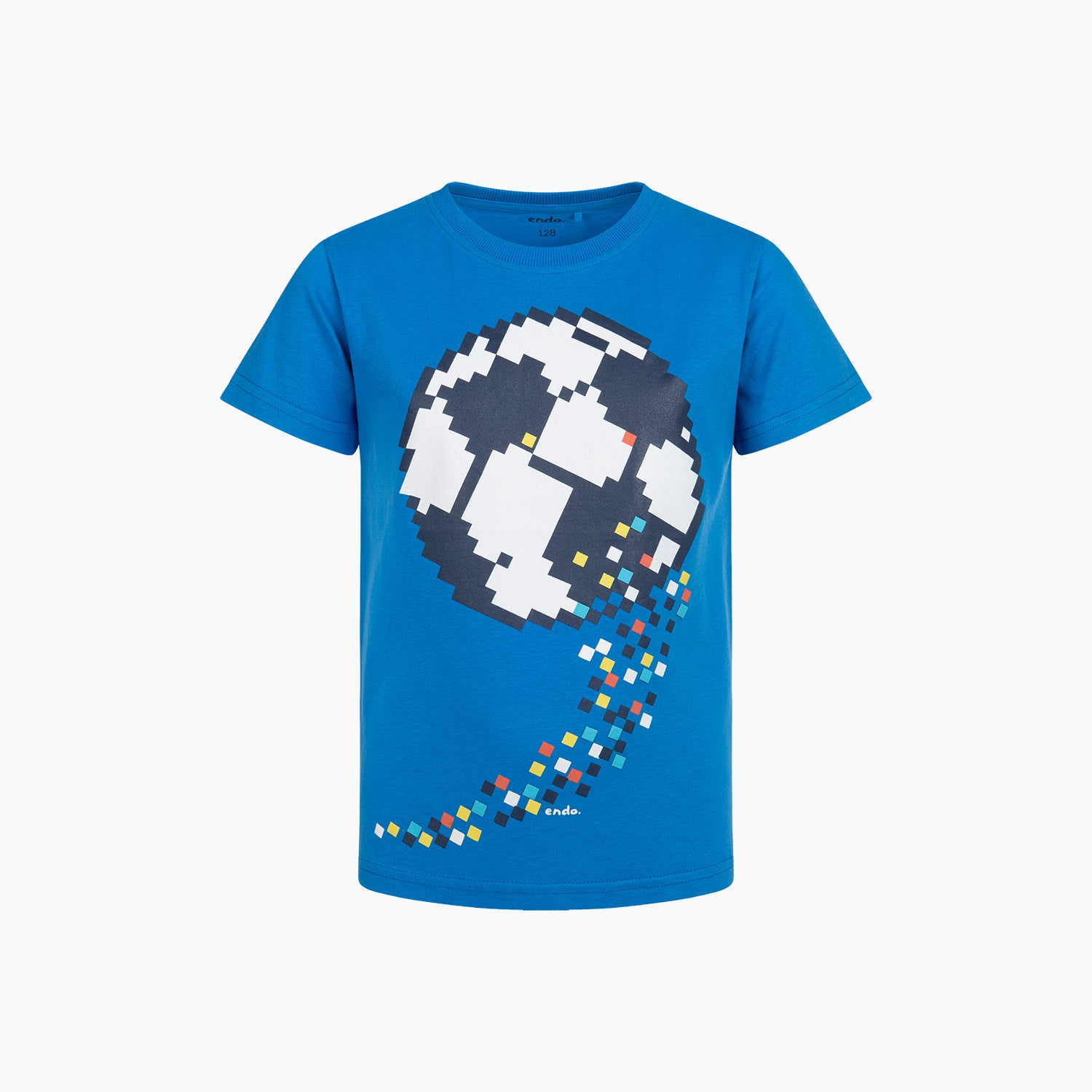 T-shirt z krótkim rękawem dla chłopca, z piłką, niebieski 6-8 lat