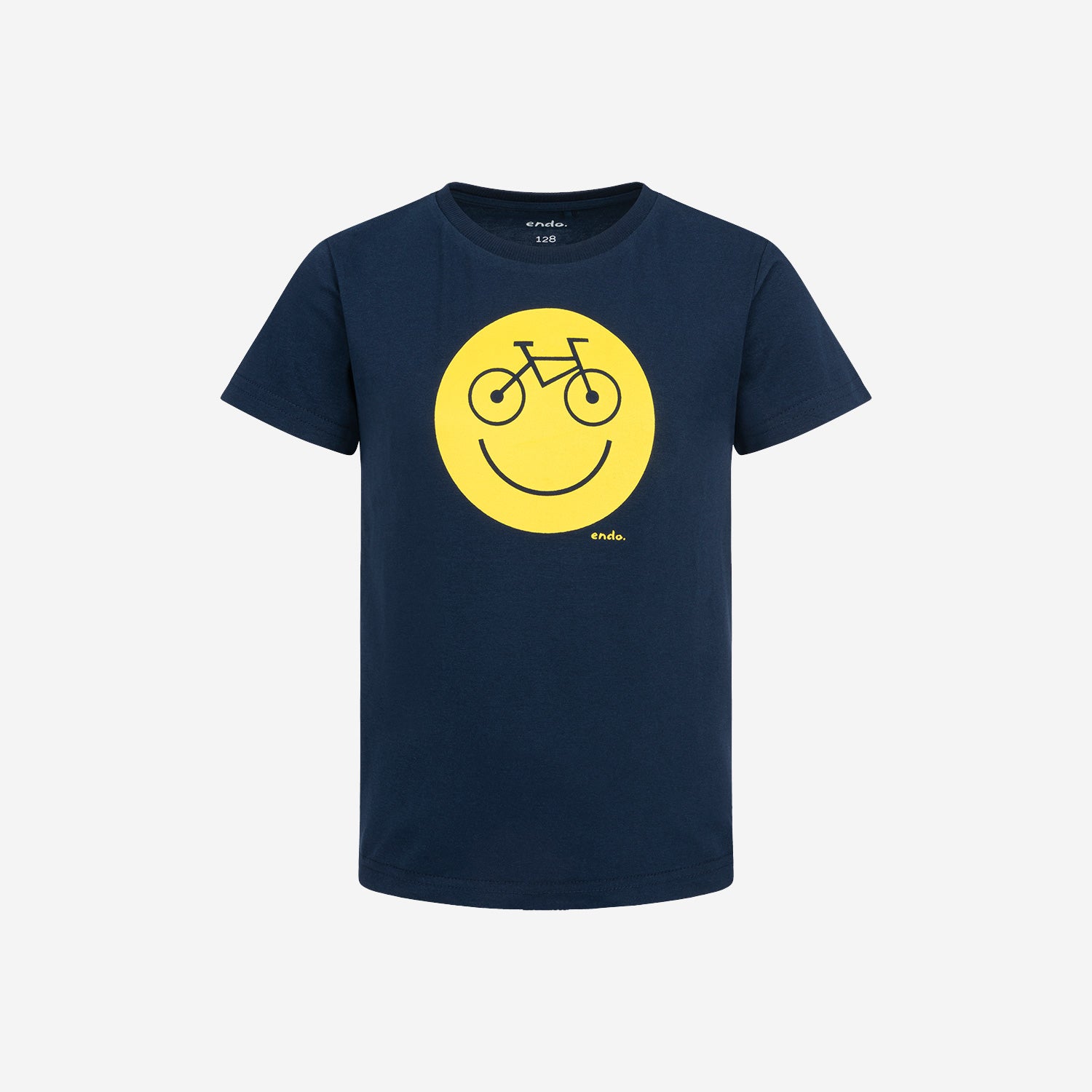 T-shirt z krótkim rękawem dla chłopca, z emotikonem, granatowy 3-8 lat
