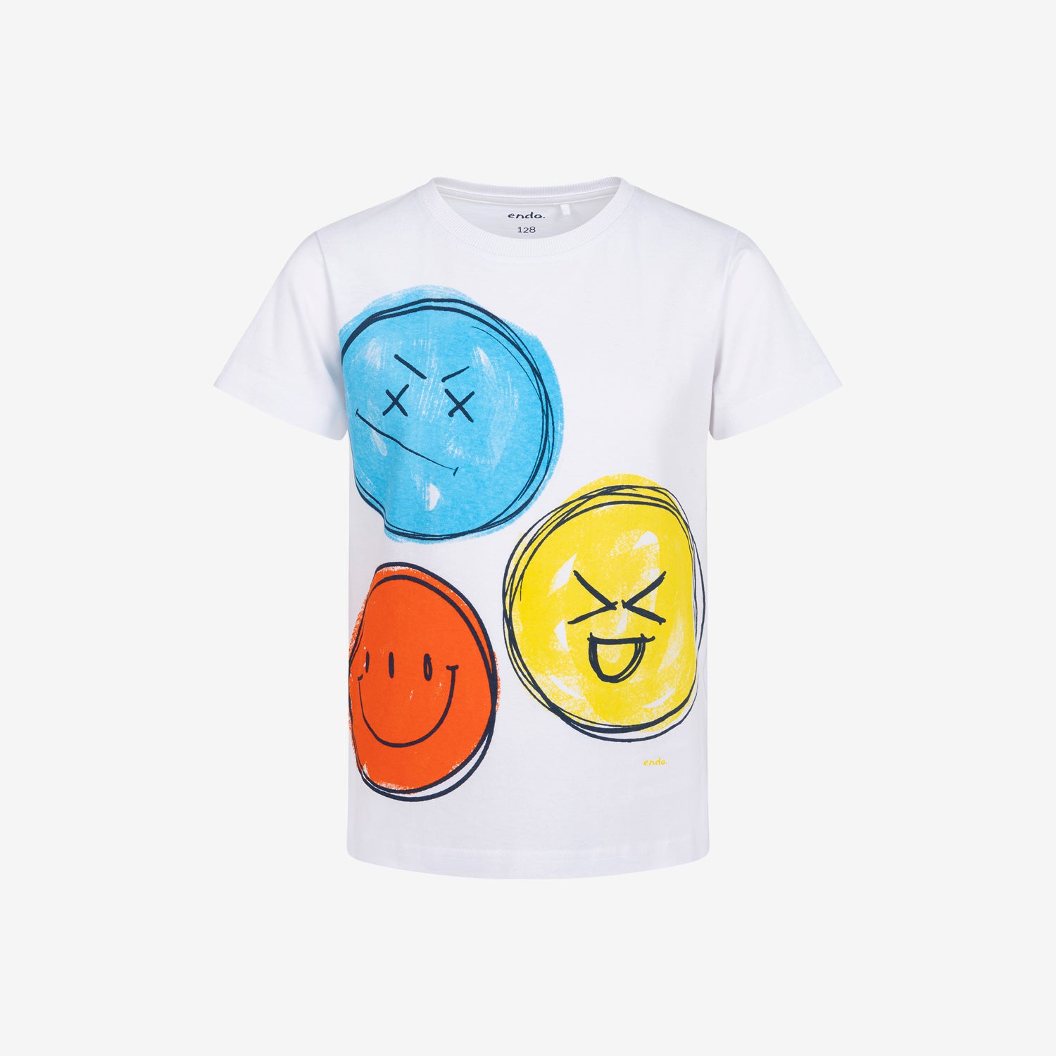 T-shirt z krótkim rękawem dla chłopca, z emotikonami, biały 9-13 lat