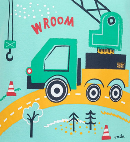 T-shirt z krótkim rękawem dla chłopca, z dźwigiem, zielony 3-8 lat