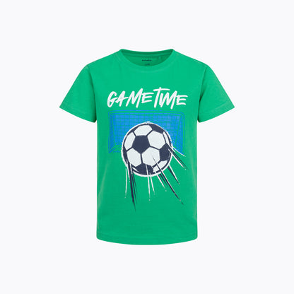 T-shirt z krótkim rękawem dla chłopca, z motywem piłkarskim, zielony 5-8 lat