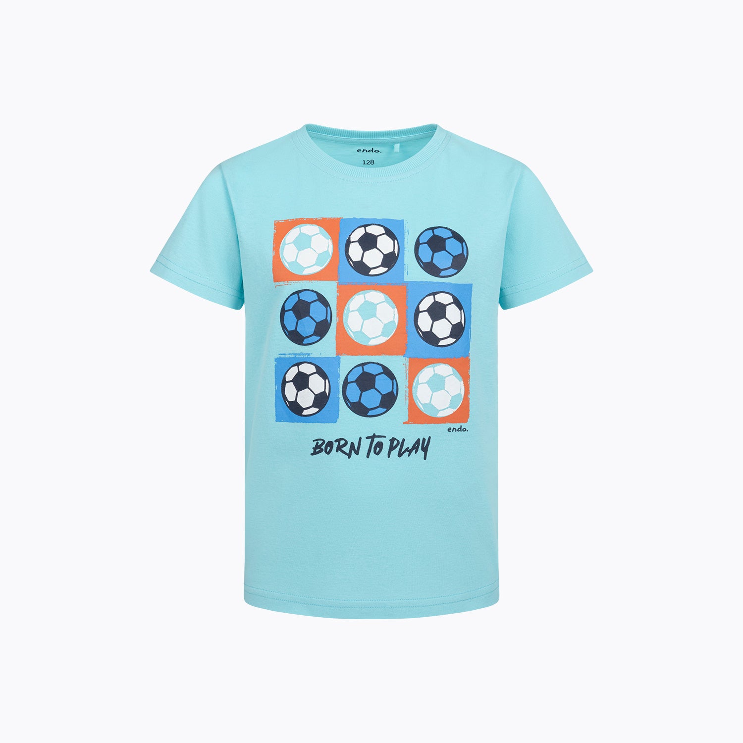 T-shirt z krótkim rękawem dla chłopca, z motywem piłkarskim, niebieski 5-8 lat