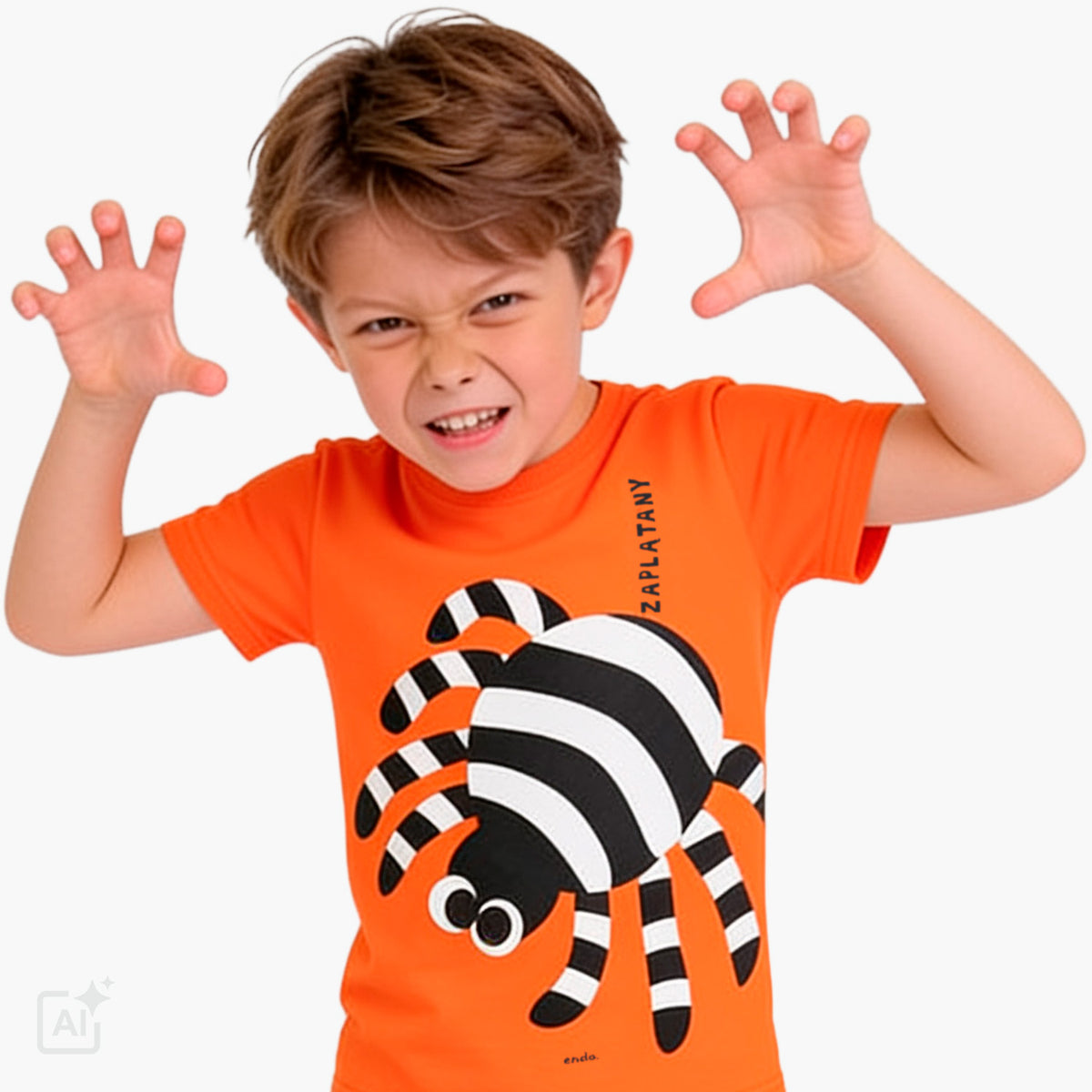 T-shirt z krótkim rękawem dla chłopca 3-8 lat, pomarańczowy