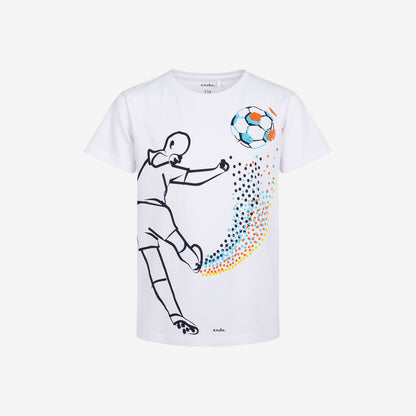 Short-sleeved T-shirt for boys with a football motif, ages 9-13