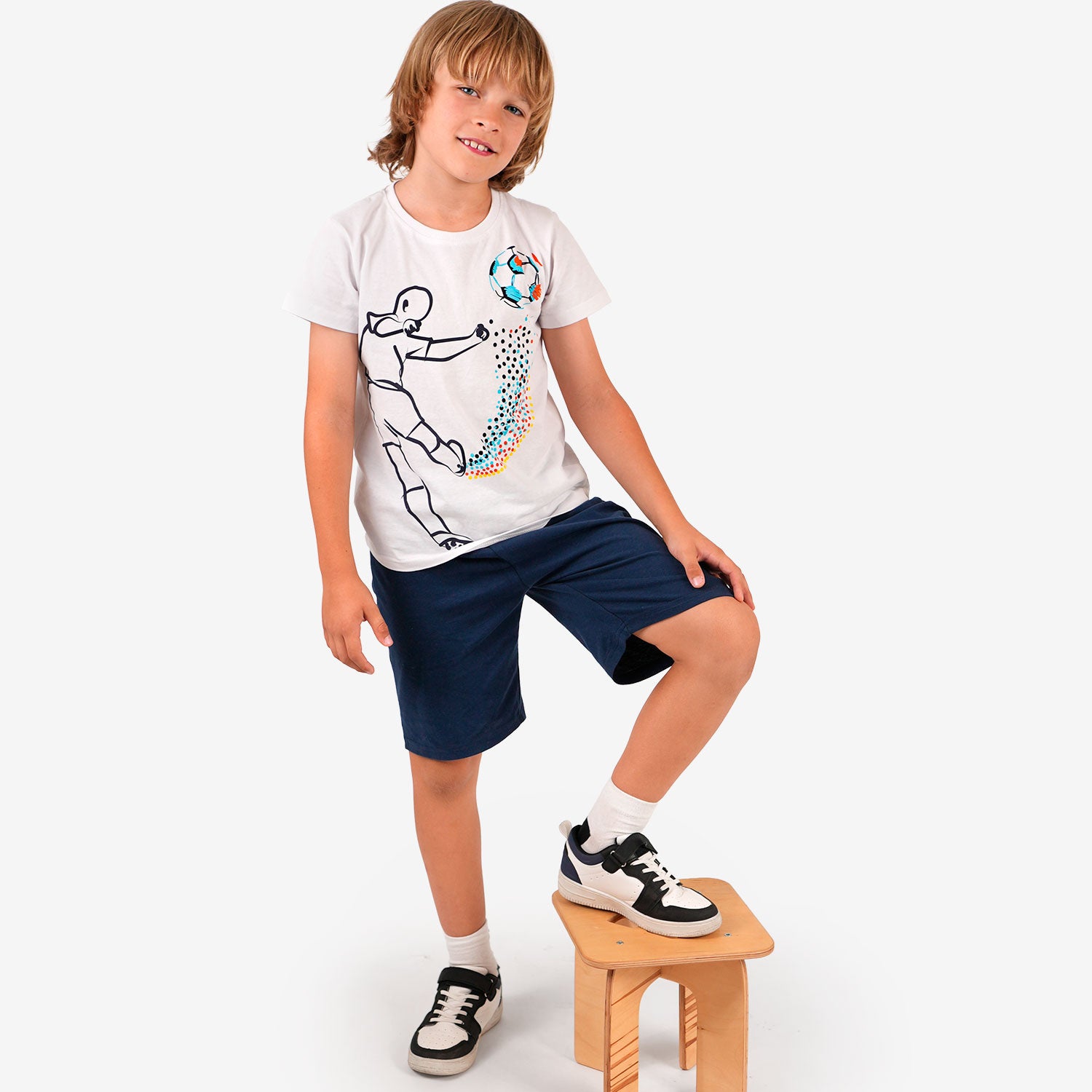 T-shirt z krótkim rękawem dla chłopca, z motywem piłkarskim 9-13 lat
