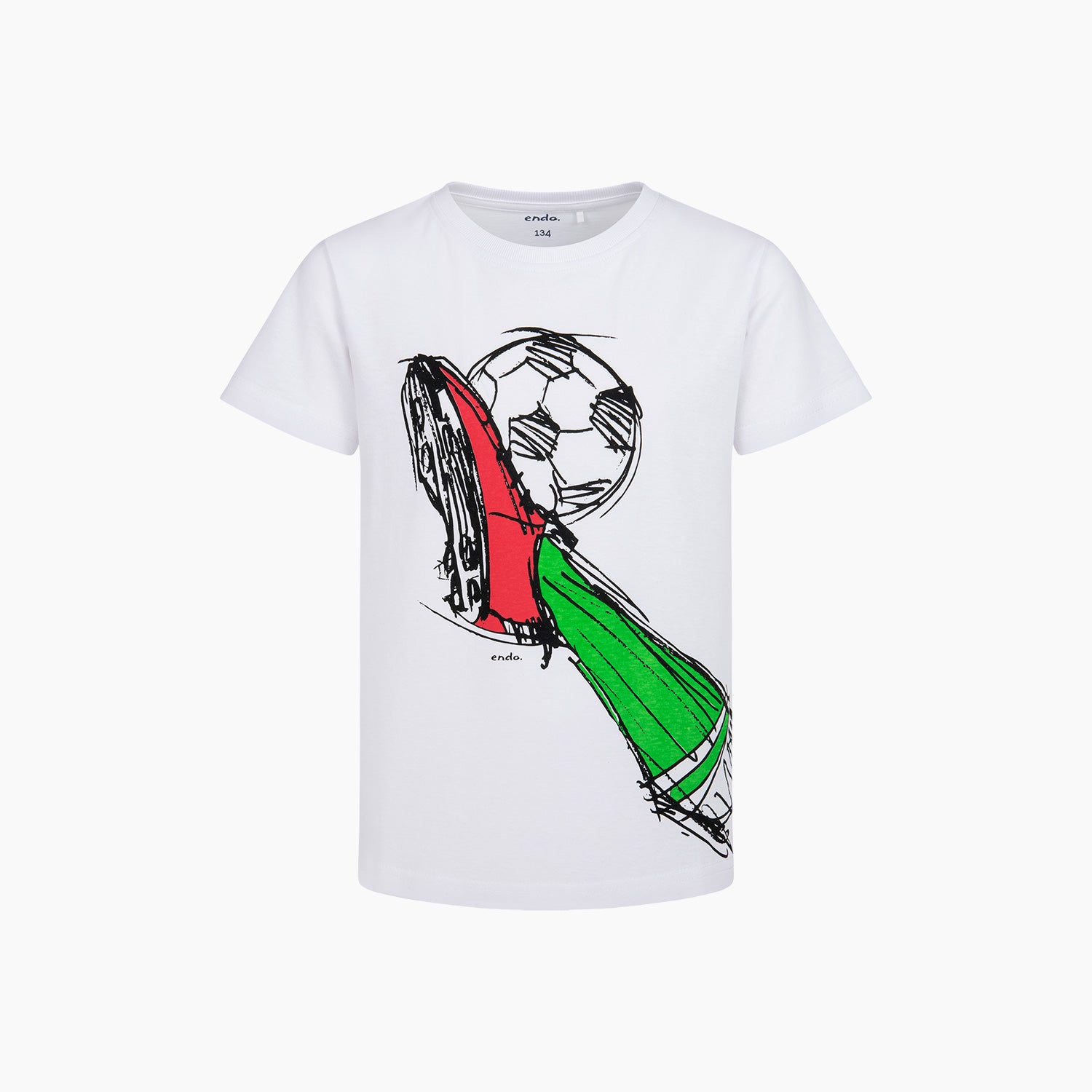 T-shirt z krótkim rękawem dla chłopca, z motywem piłkarskim, biały 9-13 lat