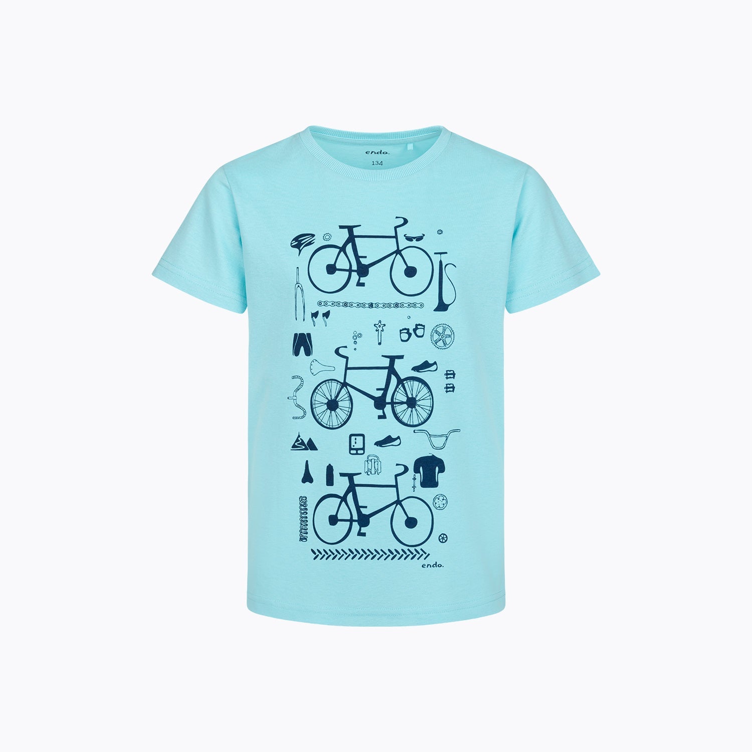 T-shirt z krótkim rękawem dla chłopca 9-13 lat, jasnoniebieski rowery