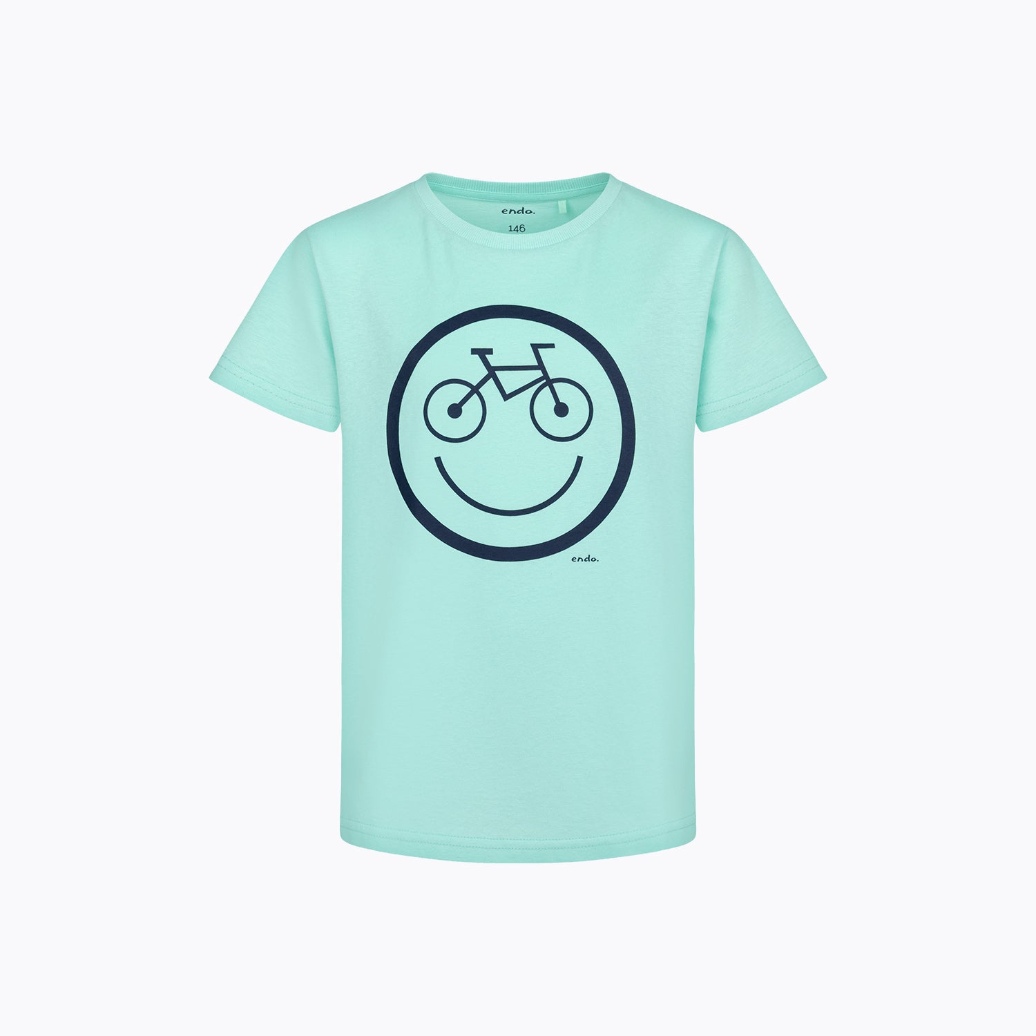 T-shirt dla chłopca 9-13 lat, turkusowy "rowerowy emotikon"