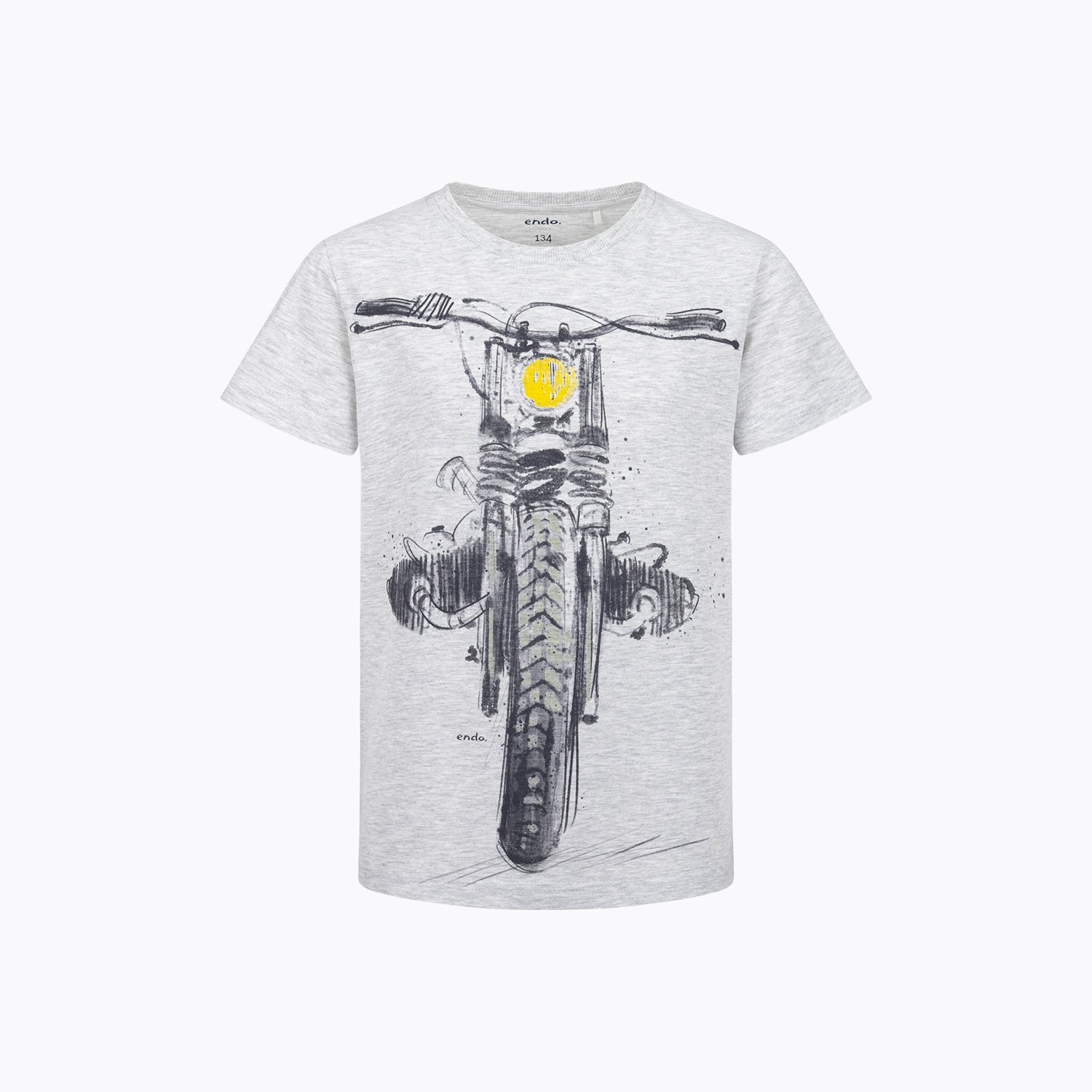 T-shirt z krótkim rękawem dla chłopca, z motocyklem, szary 9-13 lat