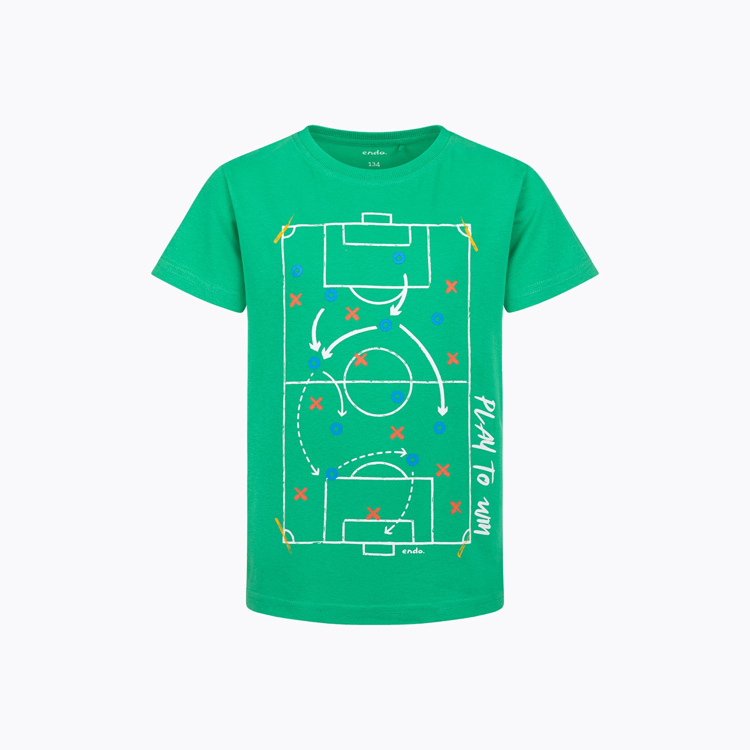 T-shirt z krótkim rękawem dla chłopca, z boiskiem do piłki nożnej, zielony 9-13 lat