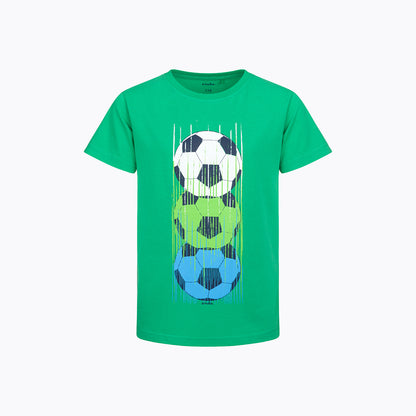 T-shirt z krótkim rękawem dla chłopca, z motywem piłkarskim, zielony 9-13 lat