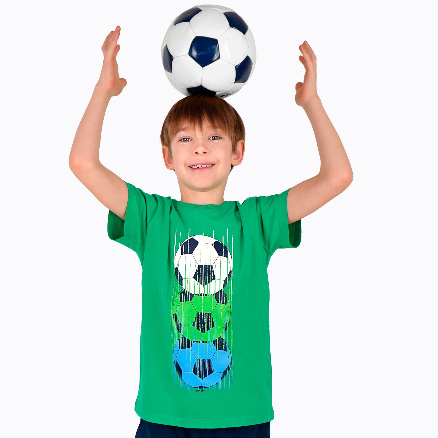 T-shirt z krótkim rękawem dla chłopca, z motywem piłkarskim, zielony 9-13 lat