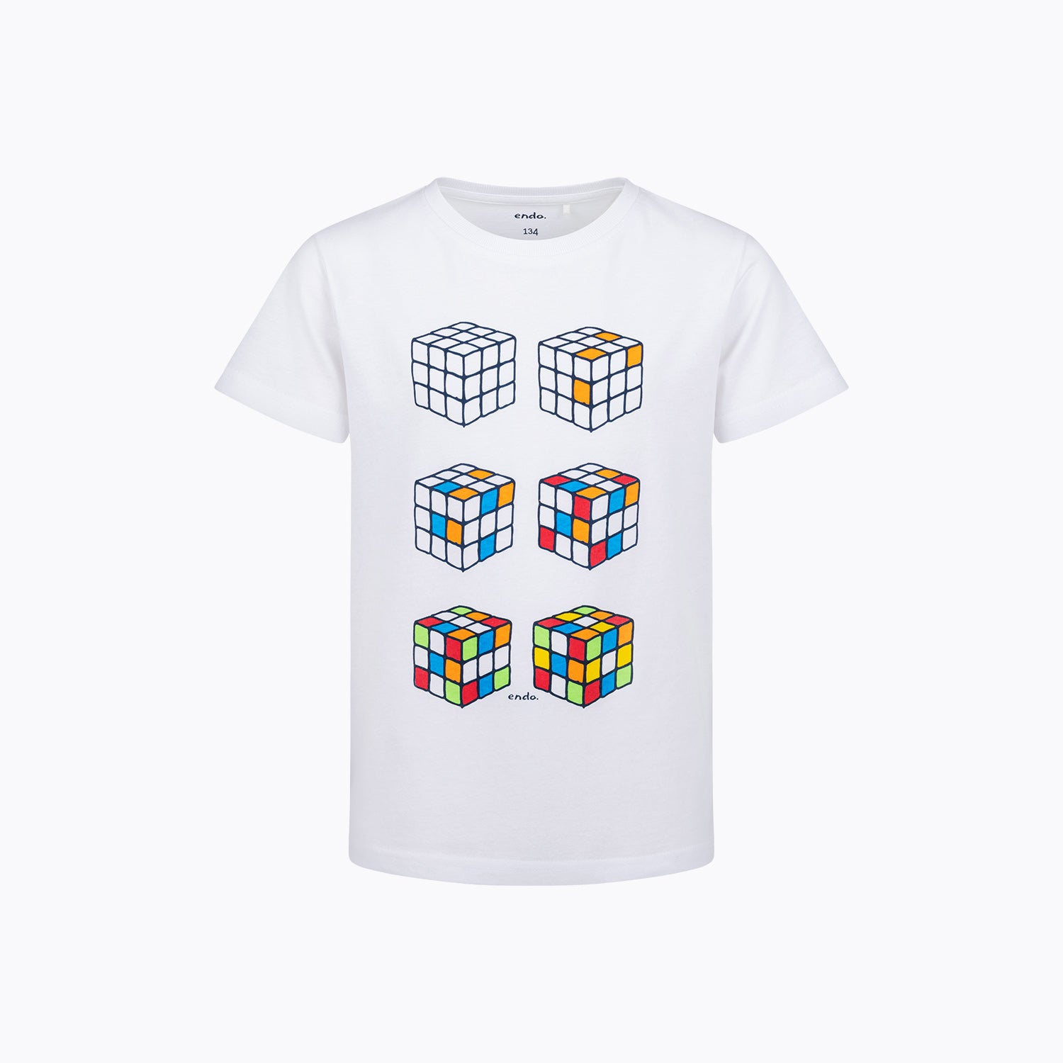 T-shirt z krótkim rękawem dla chłopca, z kostkami Rubika, biały 9-13 lat