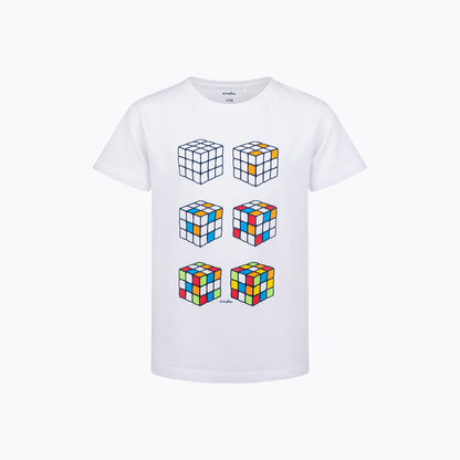 T-shirt z krótkim rękawem dla chłopca, z kostkami Rubika, biały 9-13 lat