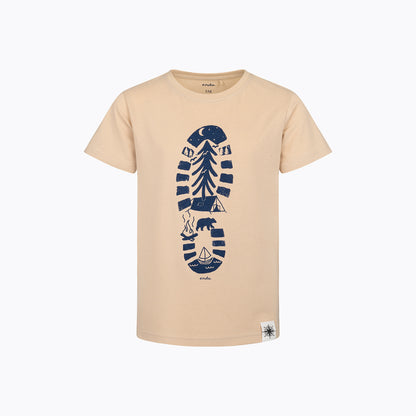 T-shirt z krótkim rękawem dla chłopca, z traperem, beżowy 9-13 lat