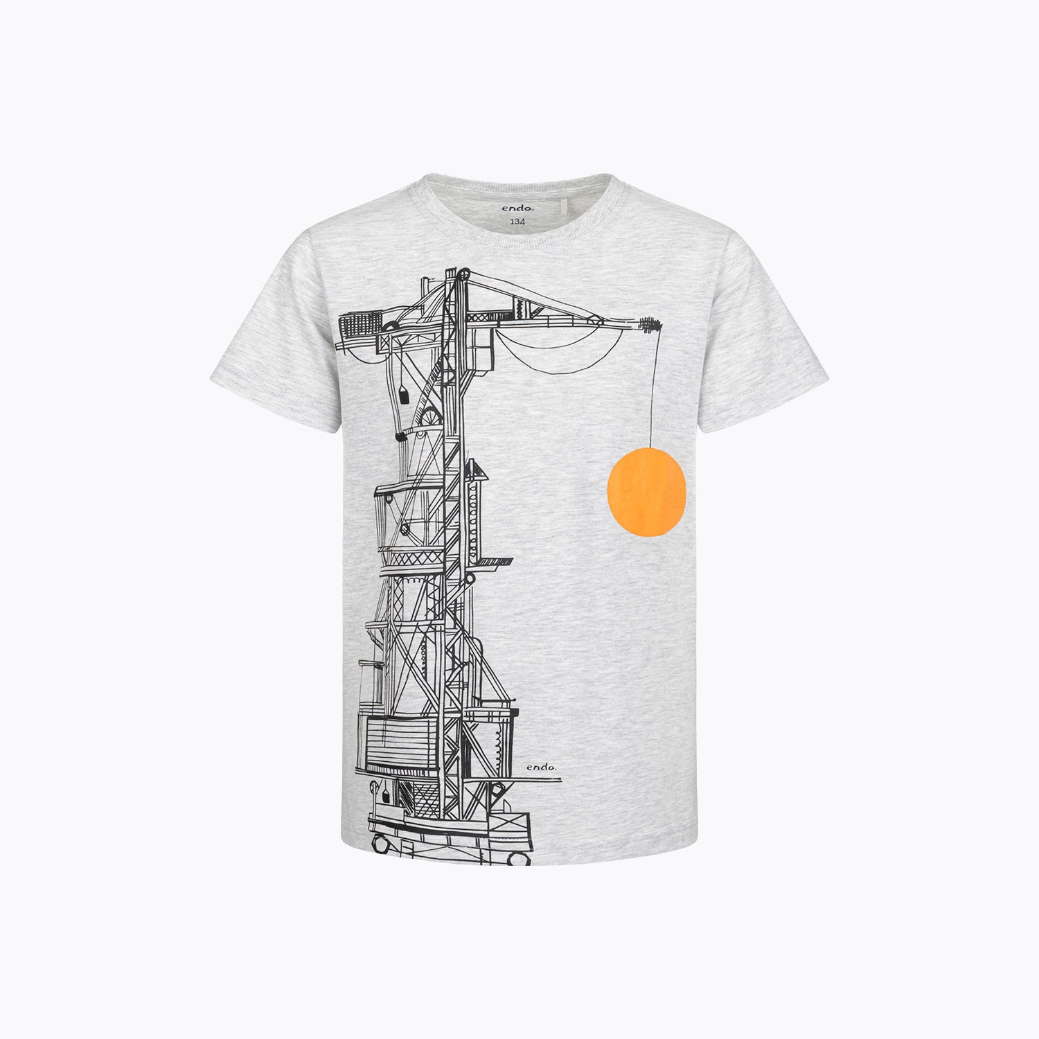 T-shirt dla chłopca 9-13 lat, jasnoszary żóraw portowy