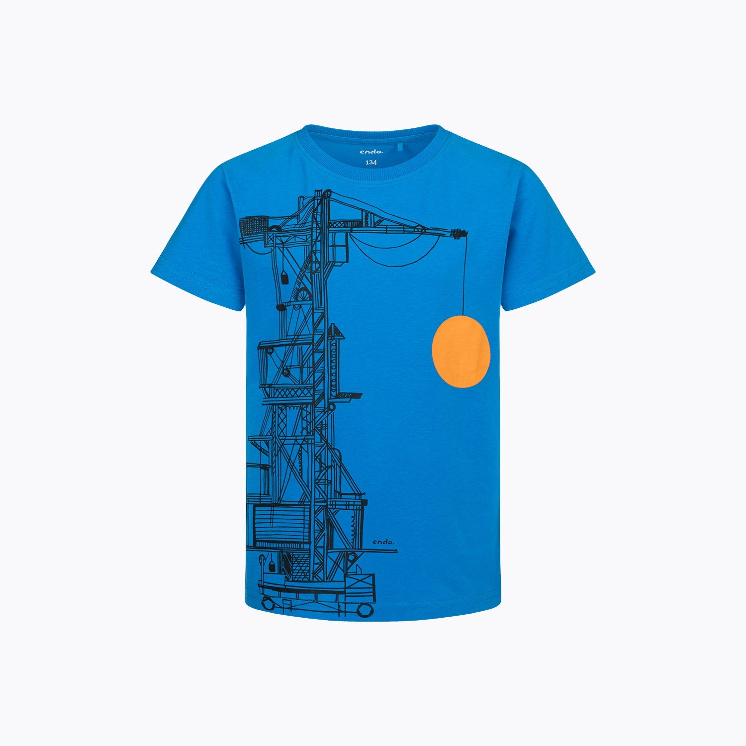 T-shirt dla chłopca 9-13 lat, niebieski żóraw portowy