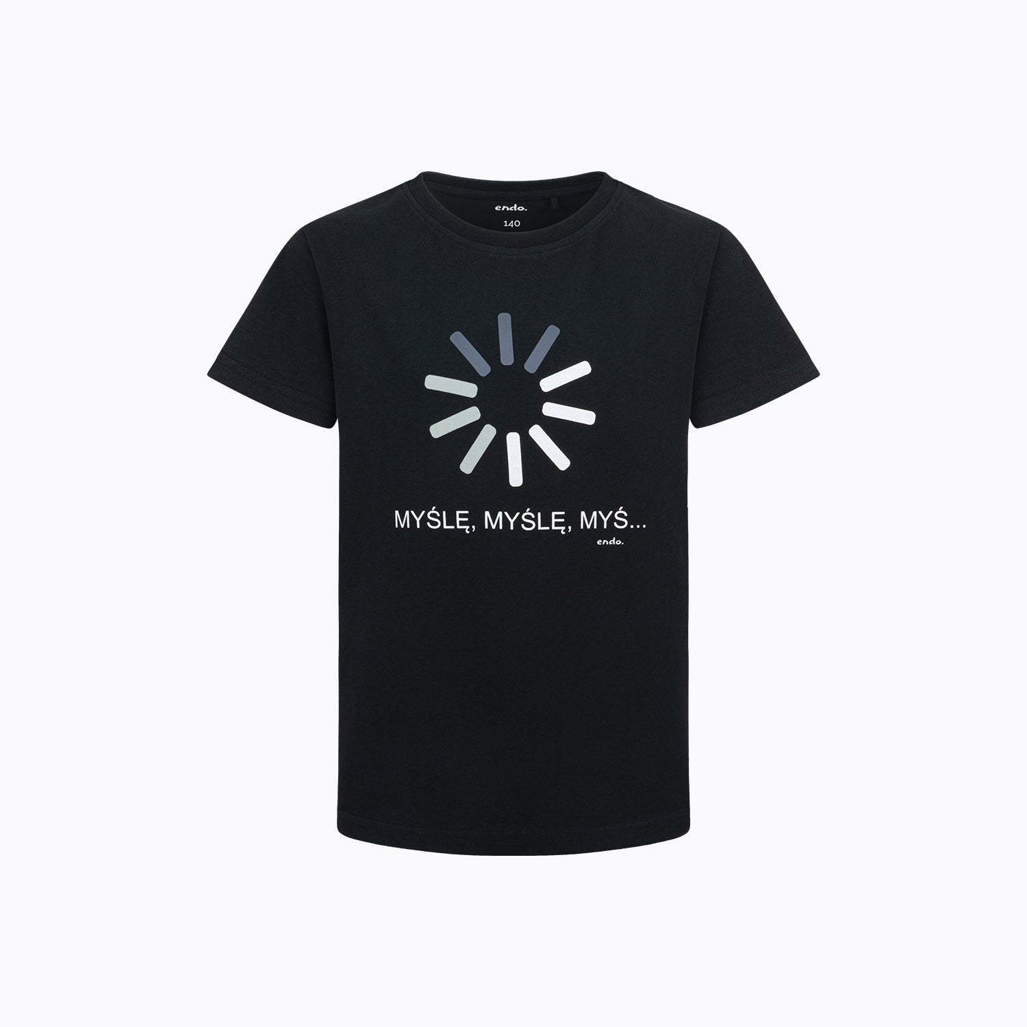 T-shirt z krótkim rękawem dla chłopca, z napisem "Myślę, Myślę, Myś...", czarny 9-13 lat