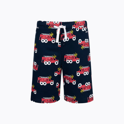 Piżama z krótkim rękawem dla chłopca, z wozem strażackim, czerwona 2-7lat