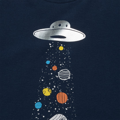 Piżama z krótkim rękawem dla chłopca, z Układem Słonecznym, granatowa 3-8 lat