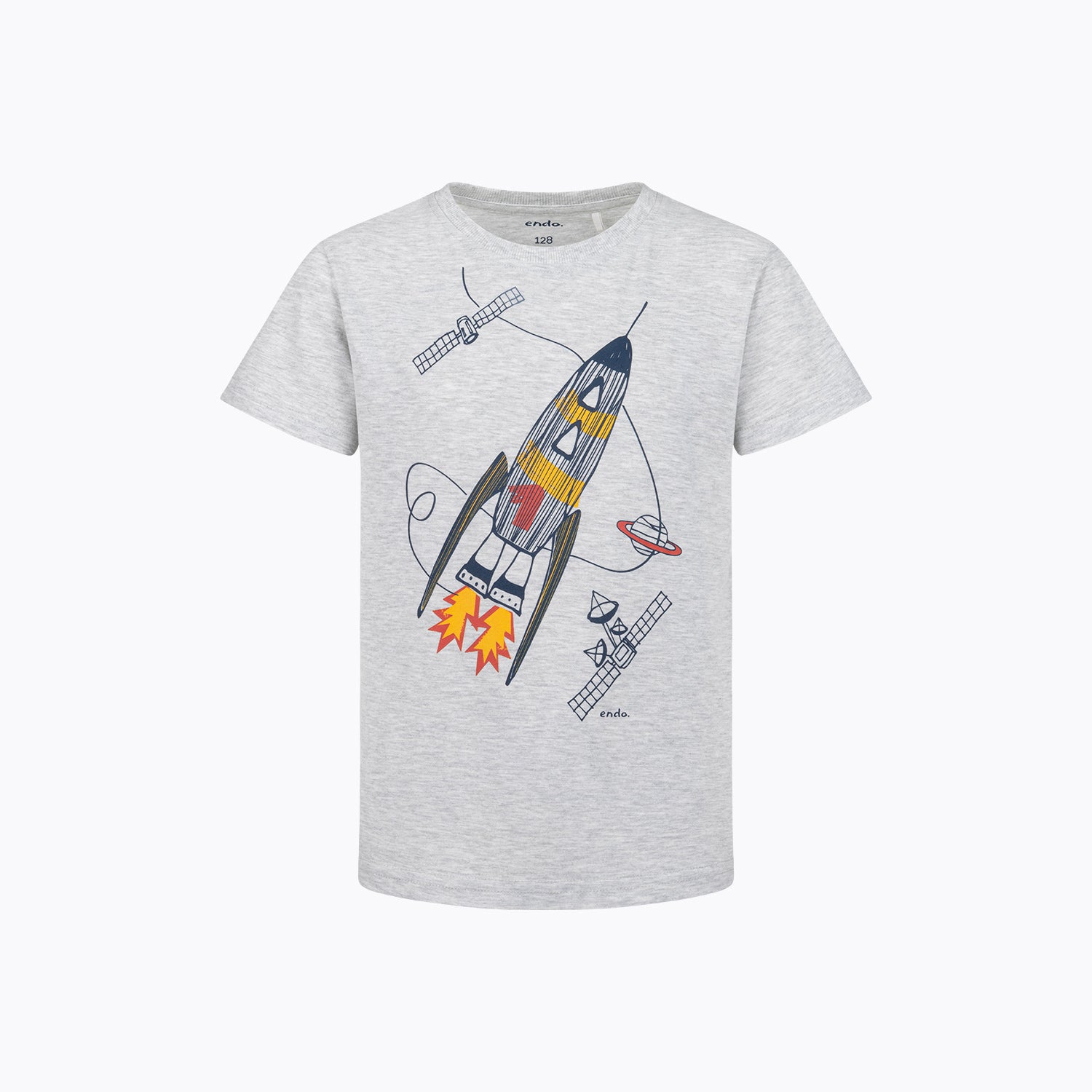 Piżama z krótkim rękawem dla chłopca, z rakietą kosmiczną, szara 3-8 lat