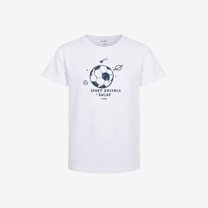 Boy's PE outfit, "sport changes the world", white, ages 9-13