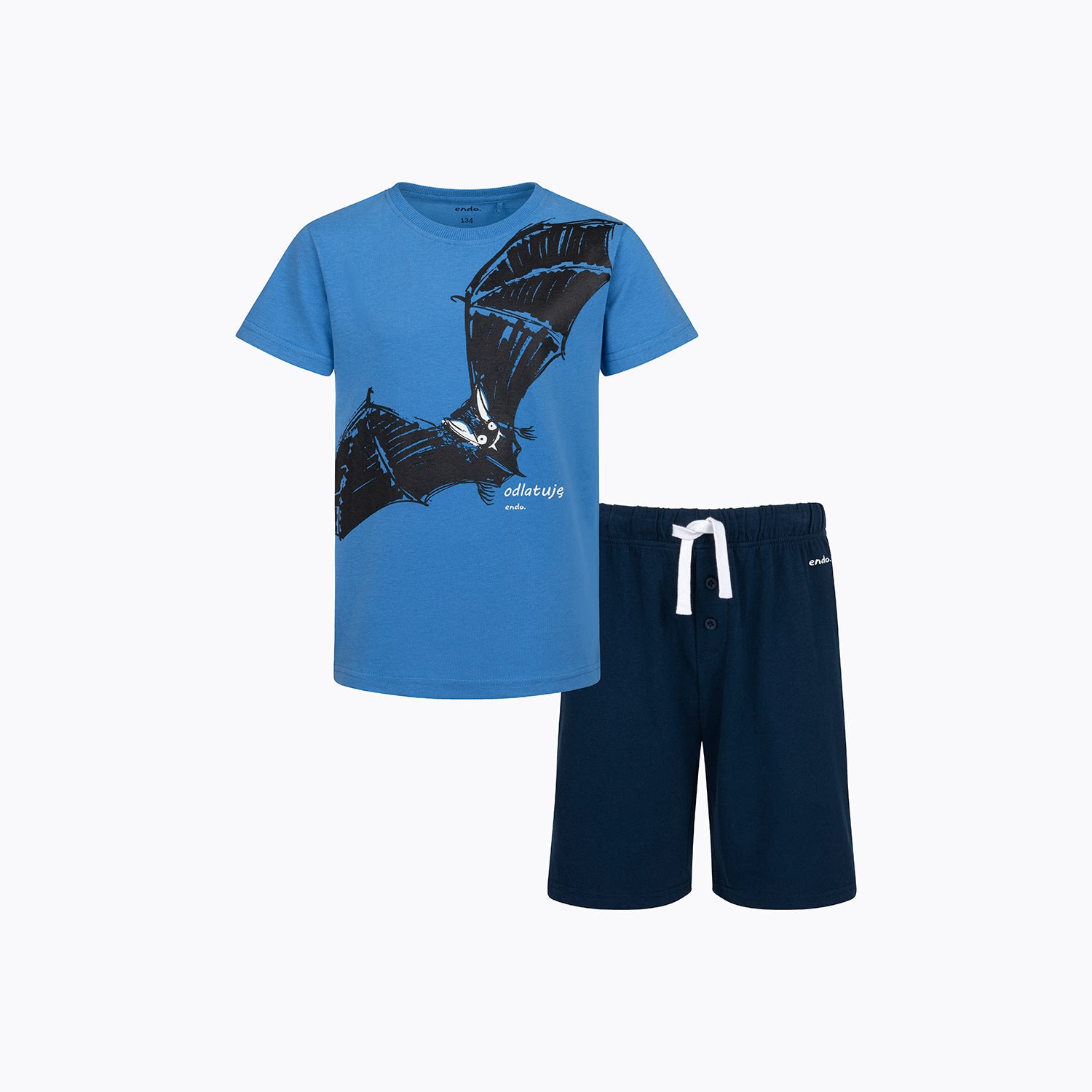 Piżama z krótkim rękawem dla chłopca, z nietoperzem, niebieska 9-13 lat