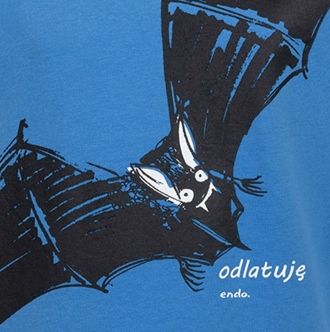 Piżama z krótkim rękawem dla chłopca, z nietoperzem, niebieska 9-13 lat