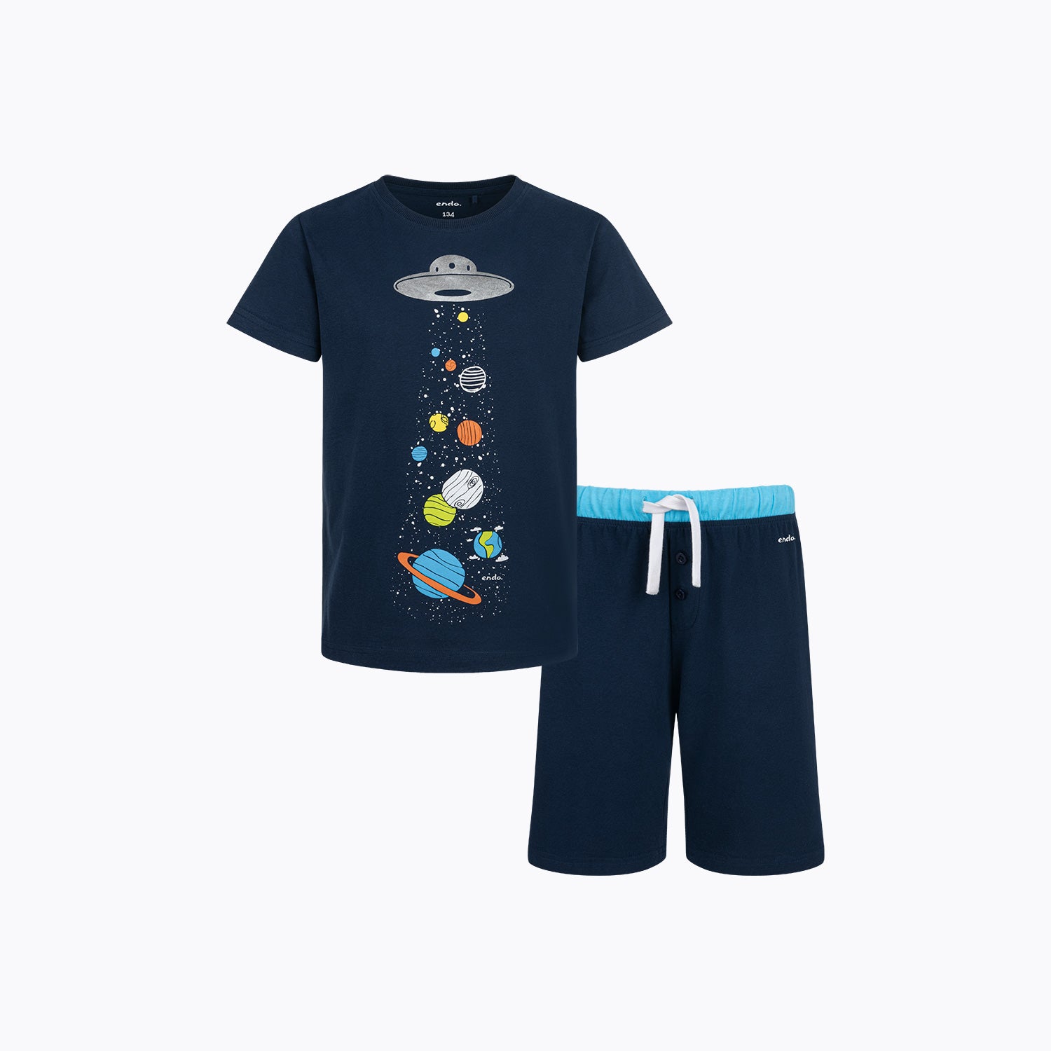 Piżama z krótkim rękawem dla chłopca, z Układem Słonecznym, granatowa 9-13 lat