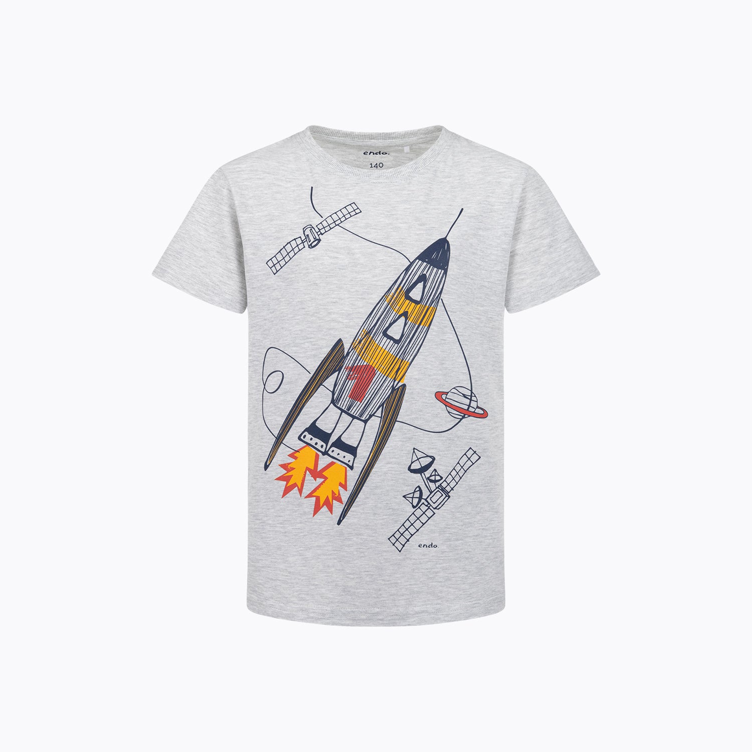 Piżama z krótkim rękawem dla chłopca, z rakietą kosmiczną, szara 9-13 lat