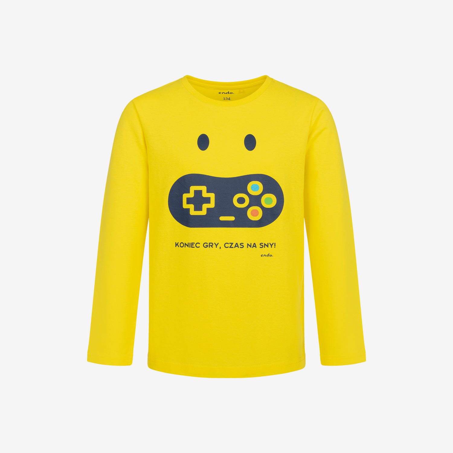 Boy's long-sleeved gaming pajama, yellow, 9-13 years old