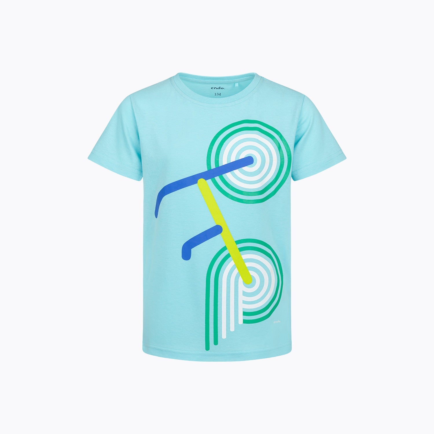 T-shirt z krótkim rękawem dla chłopca 3-8 lat, jasnoniebieski rower