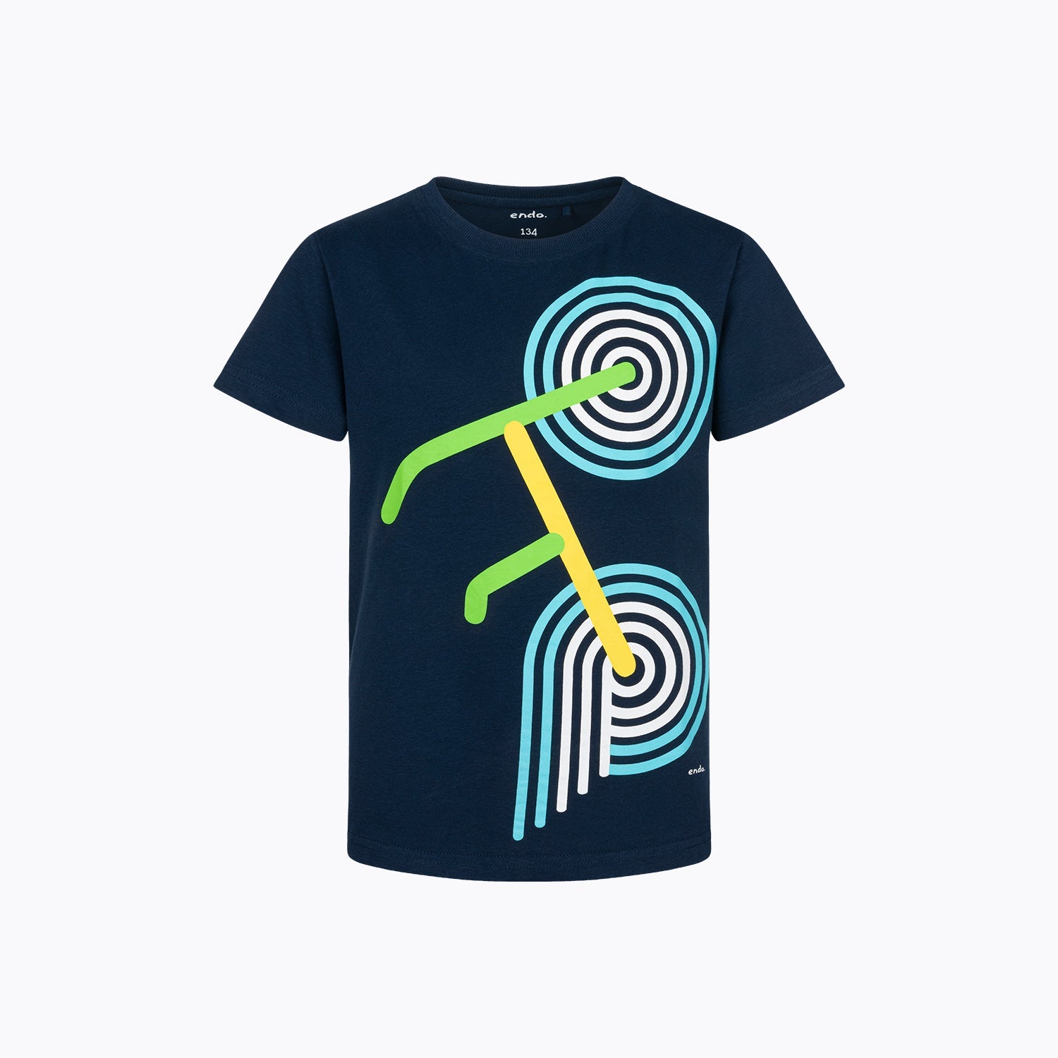 T-shirt z krótkim rękawem dla chłopca 9-13 lat, granatowy rower