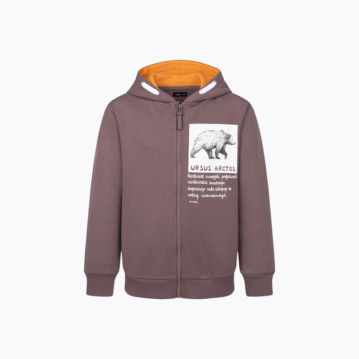 Bluza dresowa rozpinana, kaptur dla chłopca 3-8 lat, brązowa