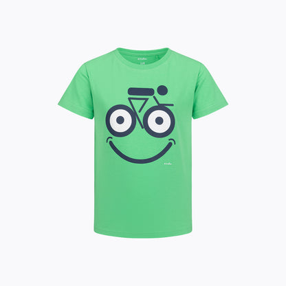 T-shirt z krótkim rękawem dla chłopca 9-13 lat, zielony z motywem rowerowym