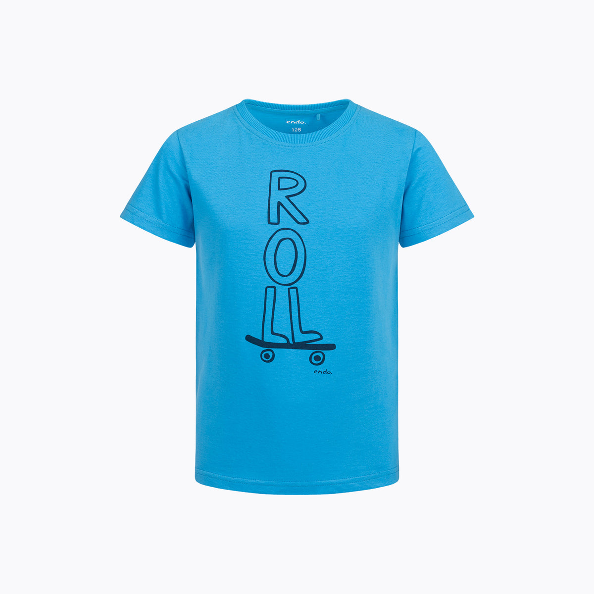 T-shirt z krótkim rękawem dla chłopca 3-8 lat, niebieski z motywem skate